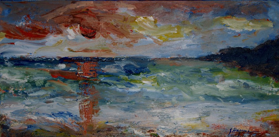 Abend am Meer Gemälde Bild Acrylfarbe auf Leinwand Susanne Hagemann